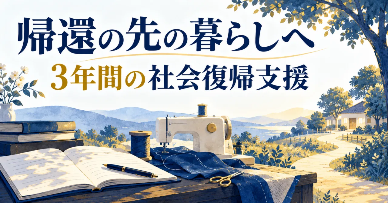 学びと仕事と地域の暮らしをつなぐ社会復帰支援の概念イラスト
